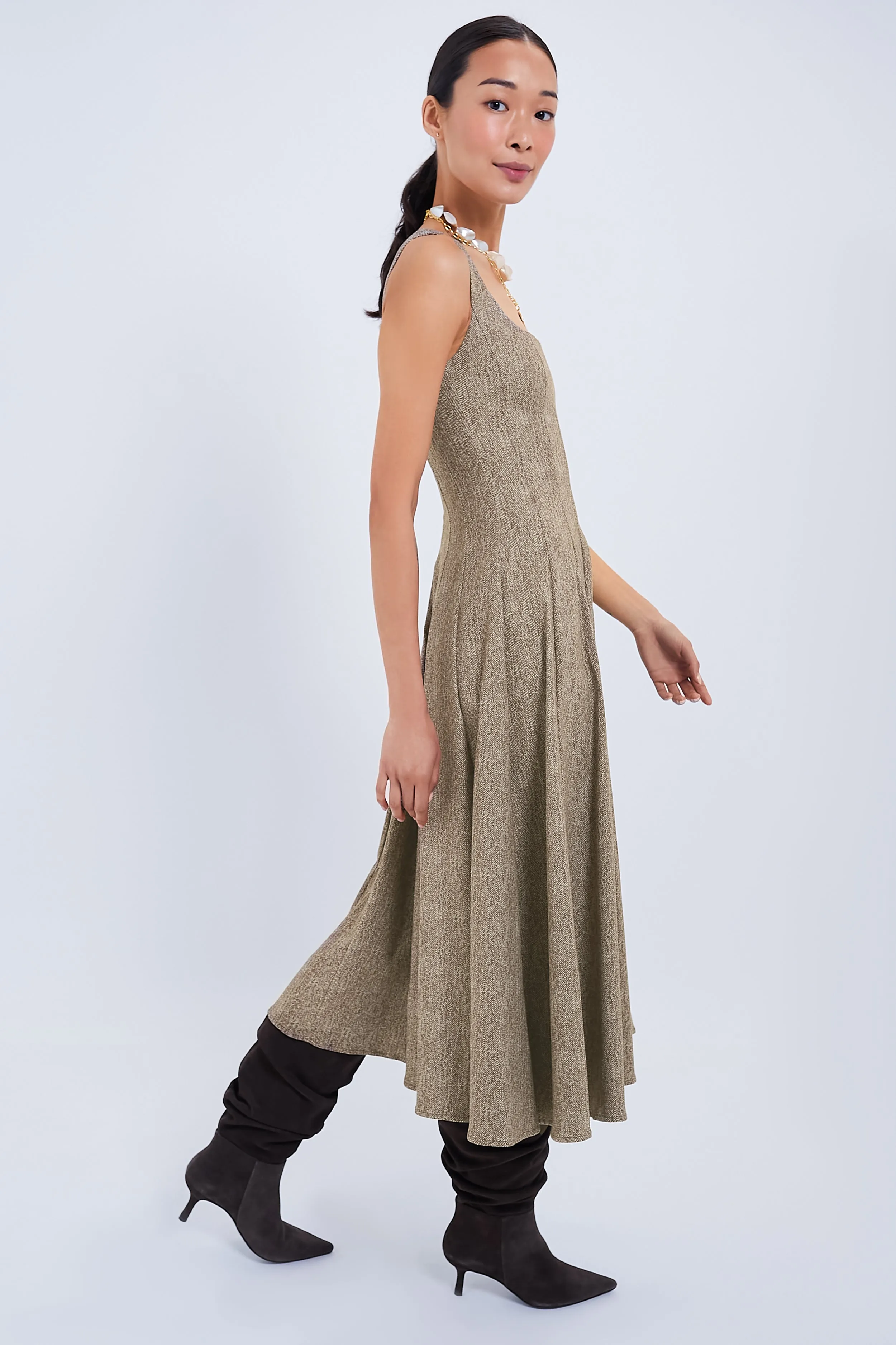 Mocha Herringbone Wells Dress