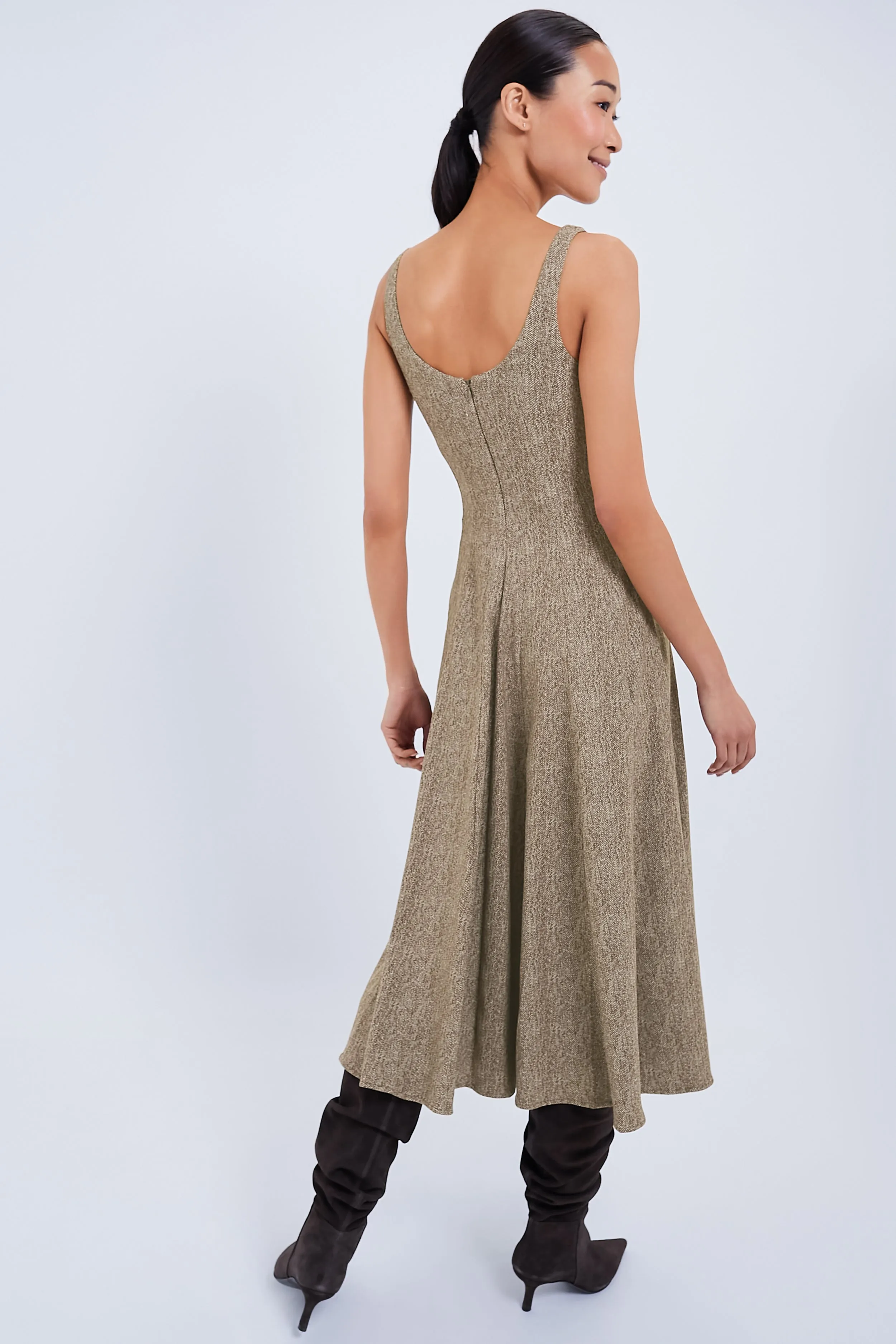 Mocha Herringbone Wells Dress