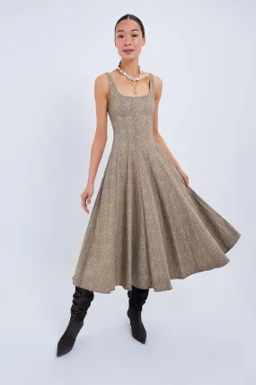 Mocha Herringbone Wells Dress