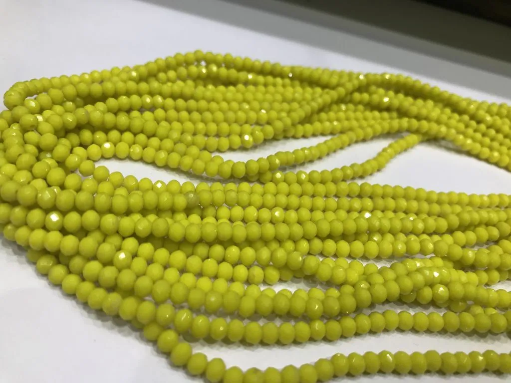 Neon Yellow Opaque Tyre Glass Crystal Beads