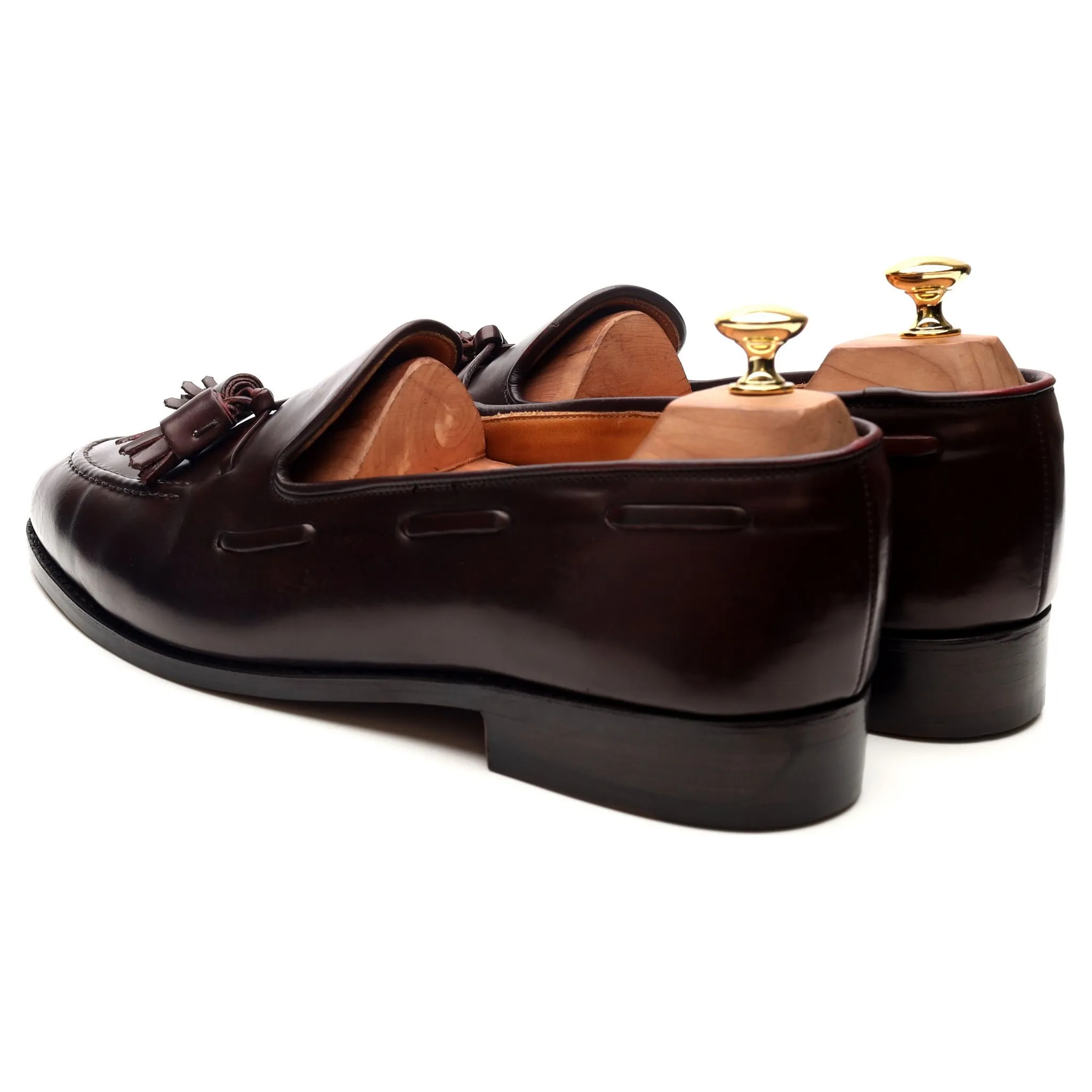 New & Lingwood Burgundy Cordovan Leather Tassel Loafers UK 9.5 E