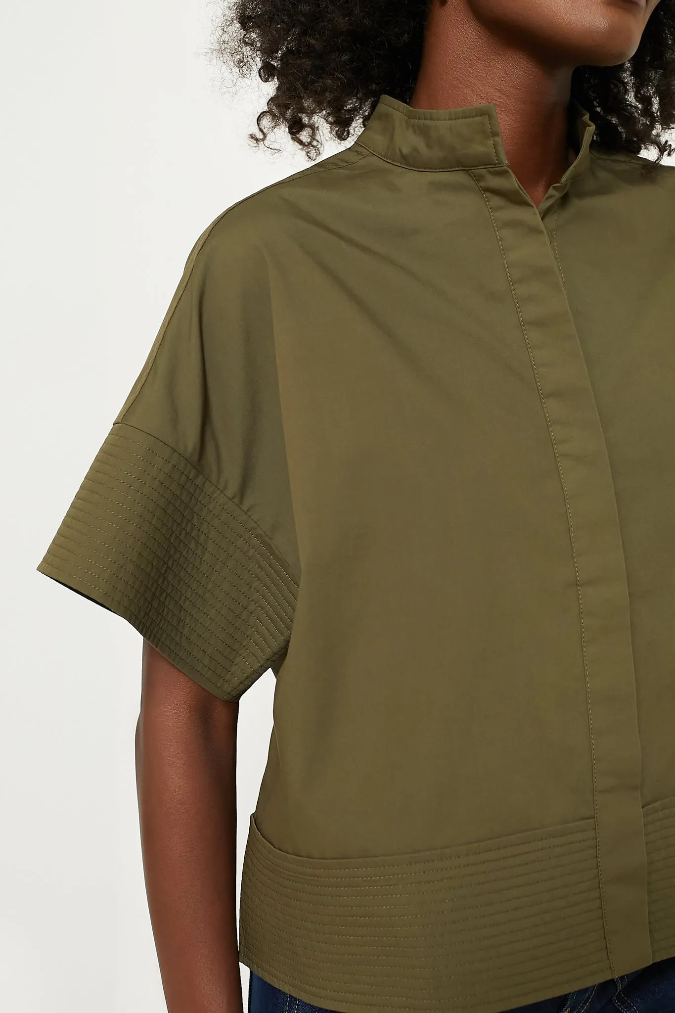 Olive Green Trapunto Stitch Sofia Shirt