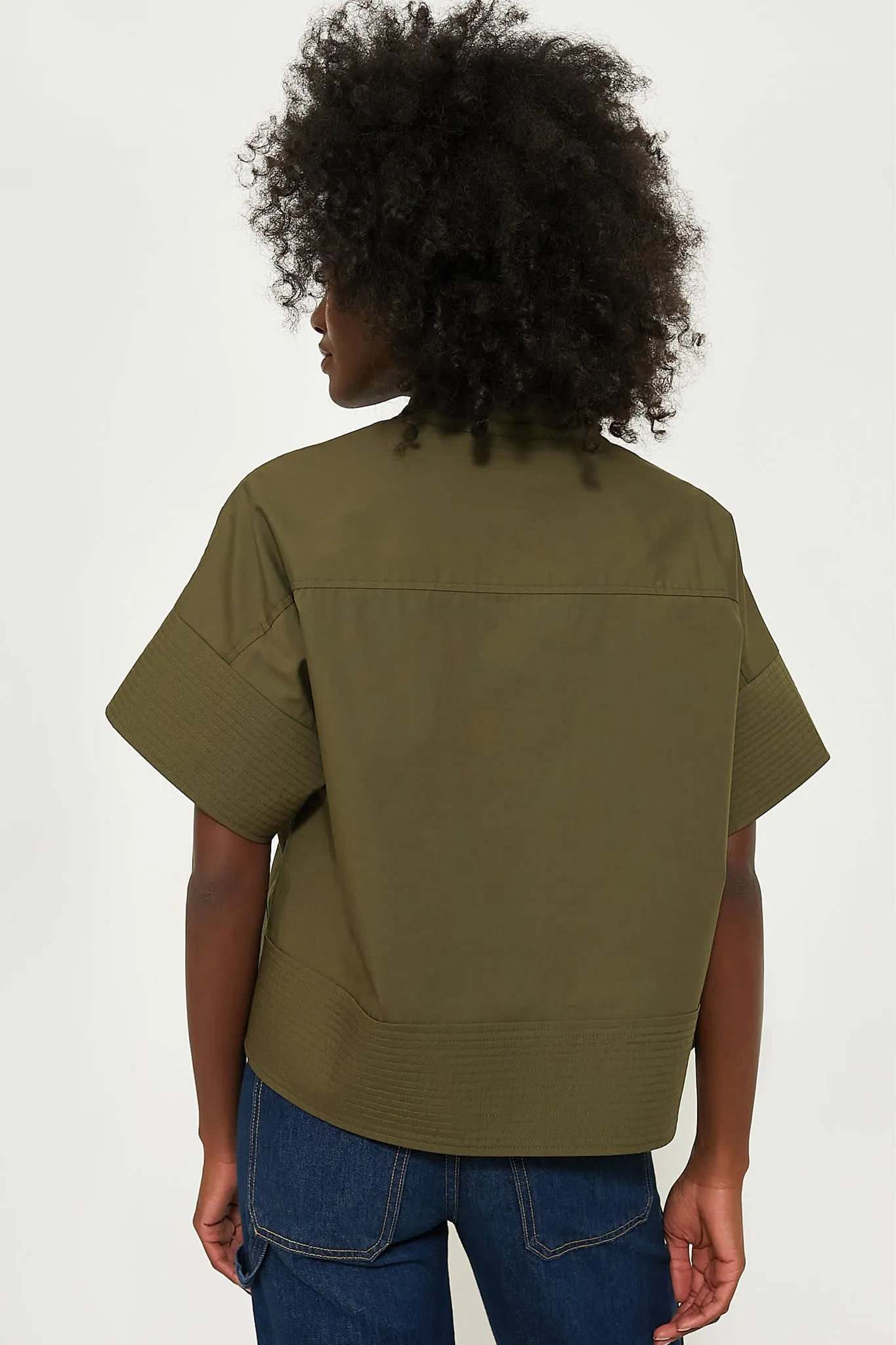 Olive Green Trapunto Stitch Sofia Shirt