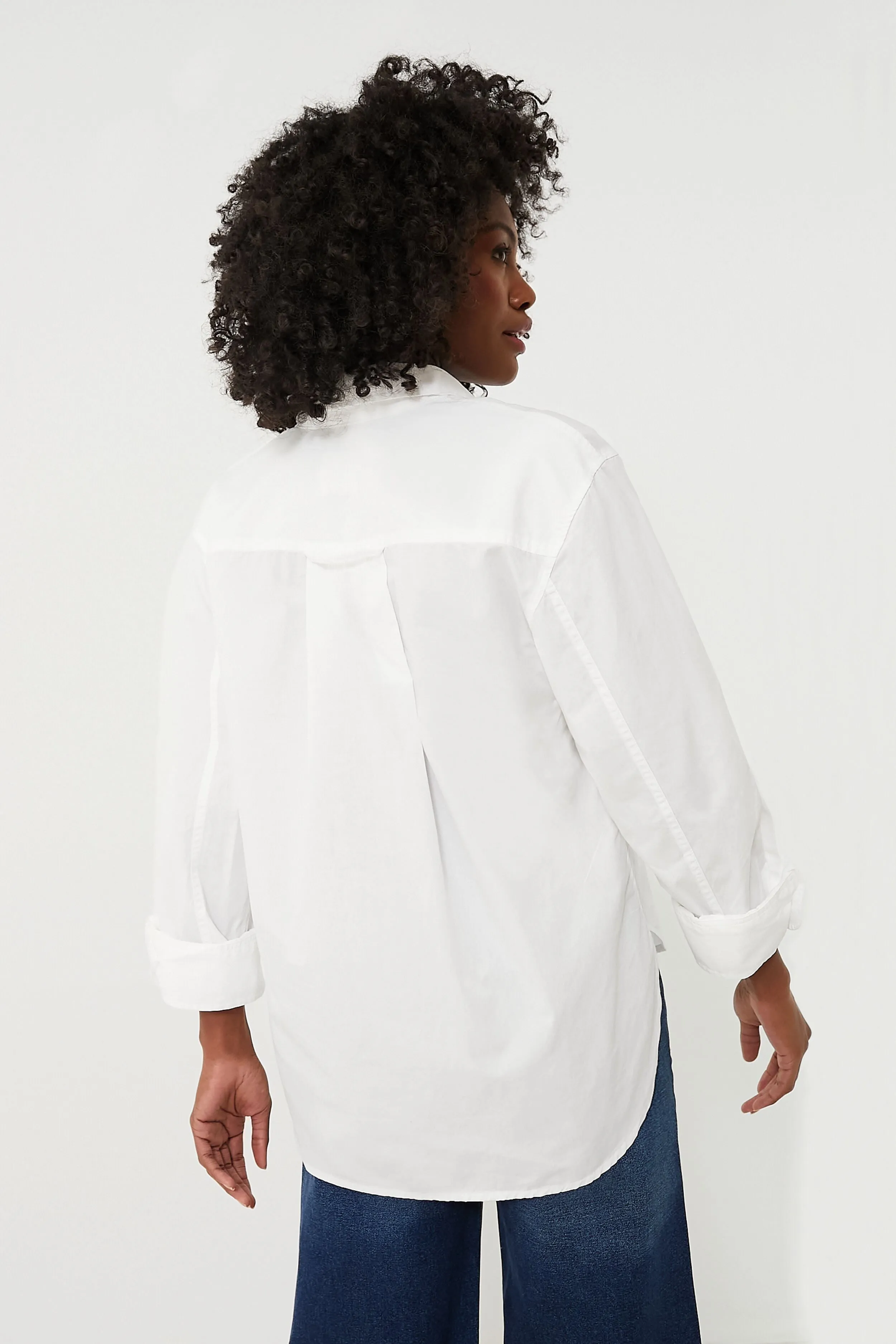 Optic White Aave Oversize Cuff Shirt