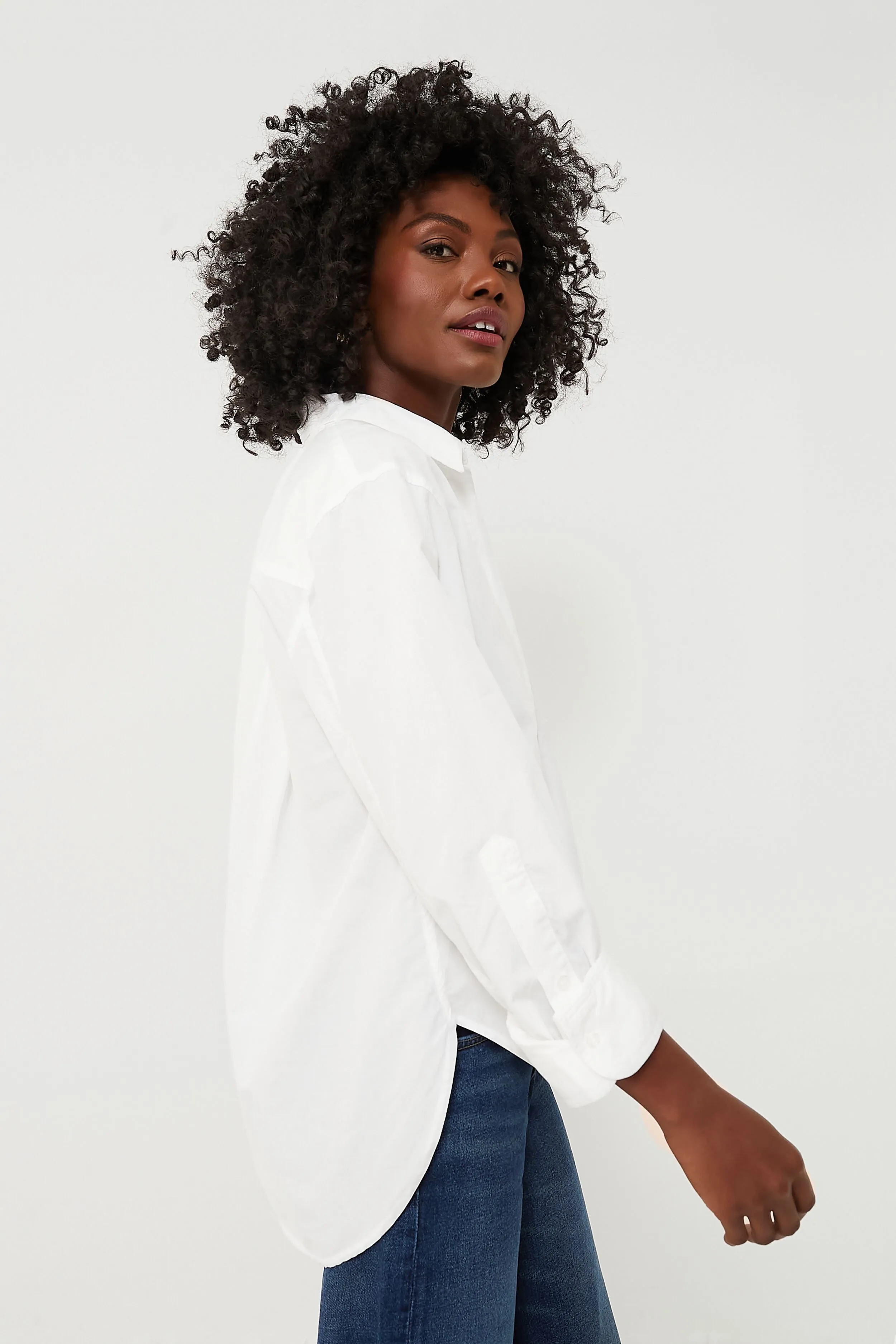 Optic White Aave Oversize Cuff Shirt