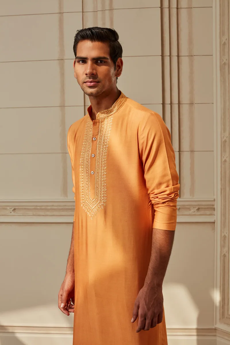 Orange Threadwork Kurta Set