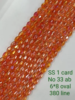 Orange Transparent Oval Crystal Beads