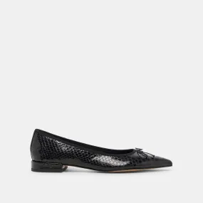 PALANI BALLET FLATS MIDNIGHT SNAKE EMBOSSED