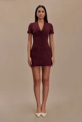 Paolina Collared Suiting Mini Dress - Plum