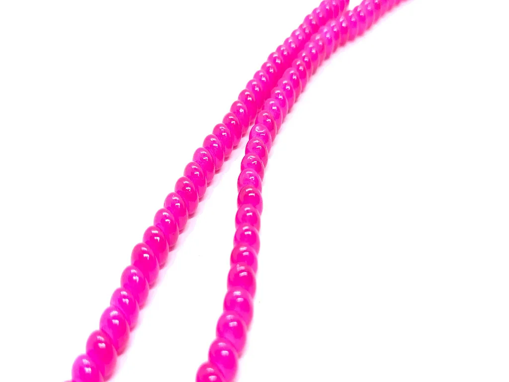 Pink Smooth Rondelle / Tyre Glass Crystal Beads