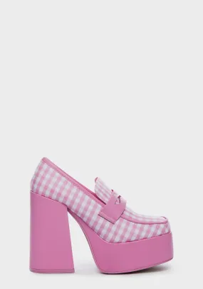 Plaid Platform Mules