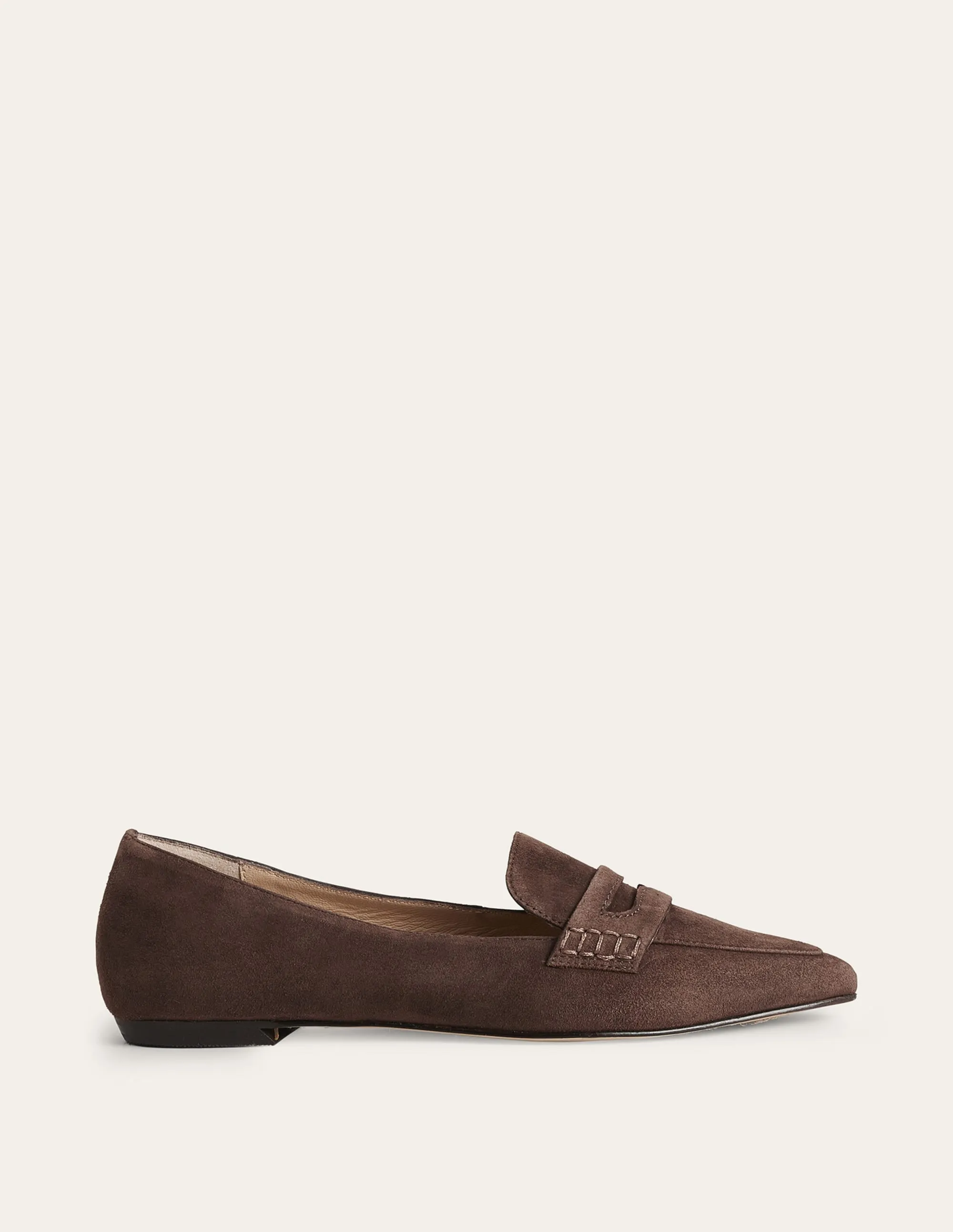 Pointed Toe Penny Loafers-Chocolate Suede