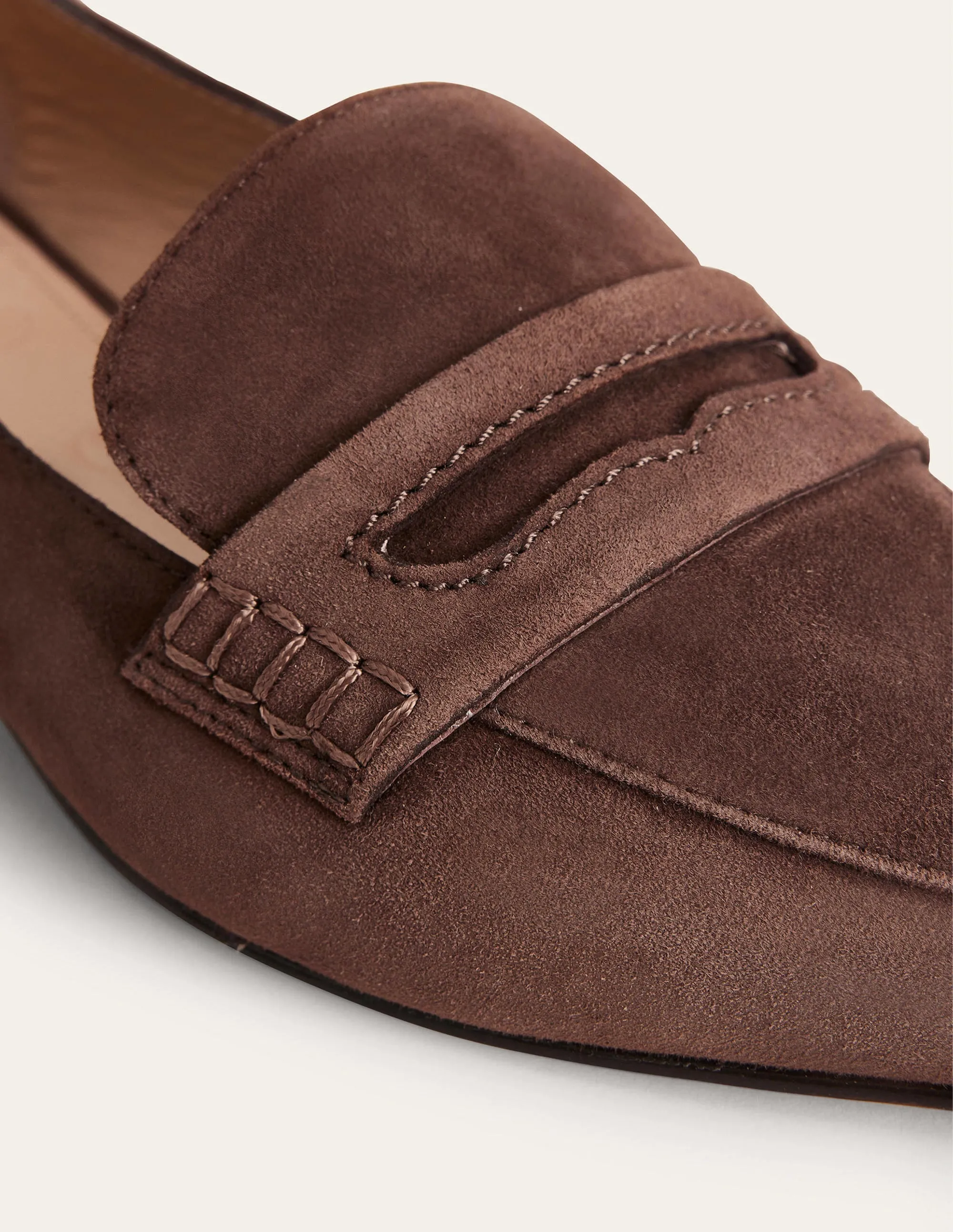 Pointed Toe Penny Loafers-Chocolate Suede