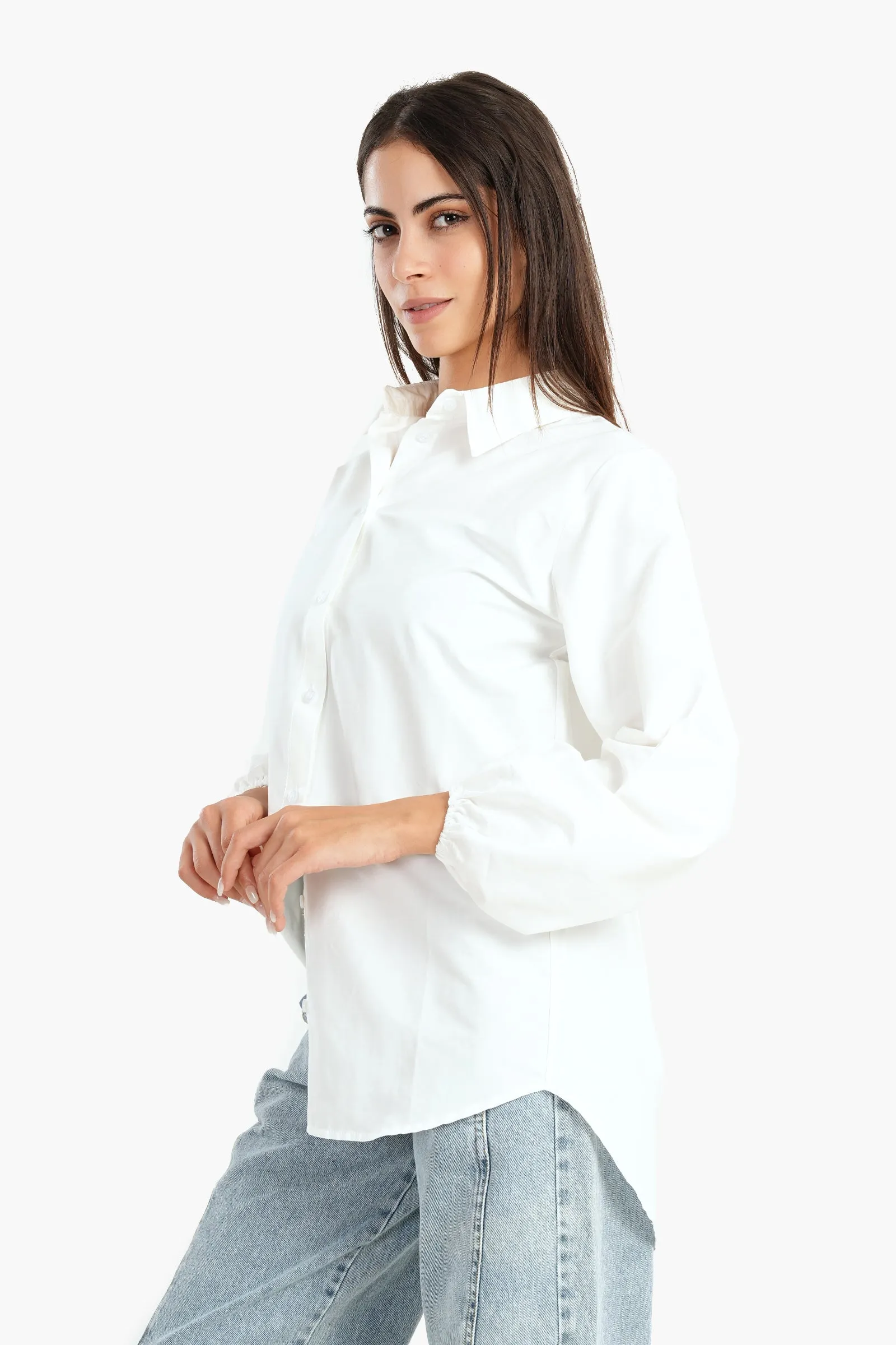 Poplin Shirt with Elastic Cuffs