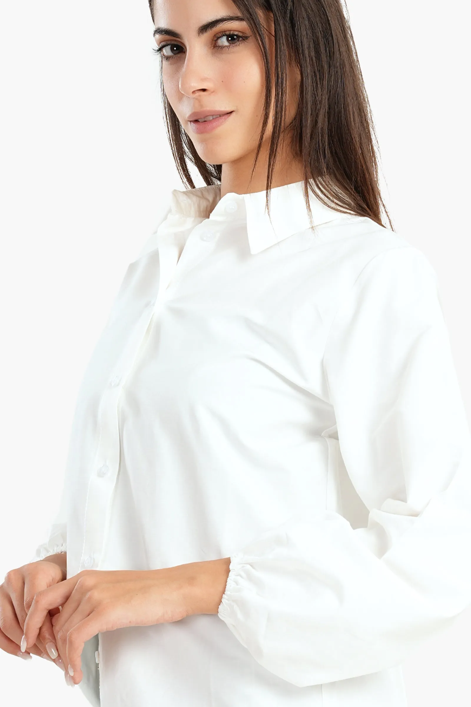 Poplin Shirt with Elastic Cuffs