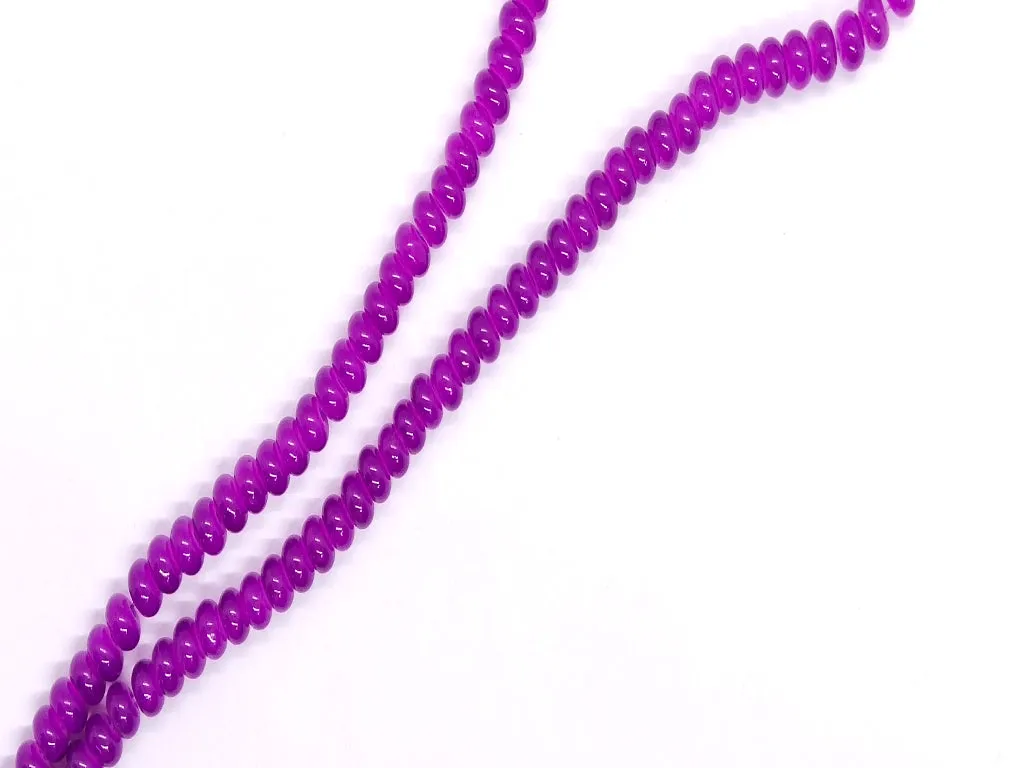 Purple Smooth Rondelle / Tyre Glass Crystal Beads