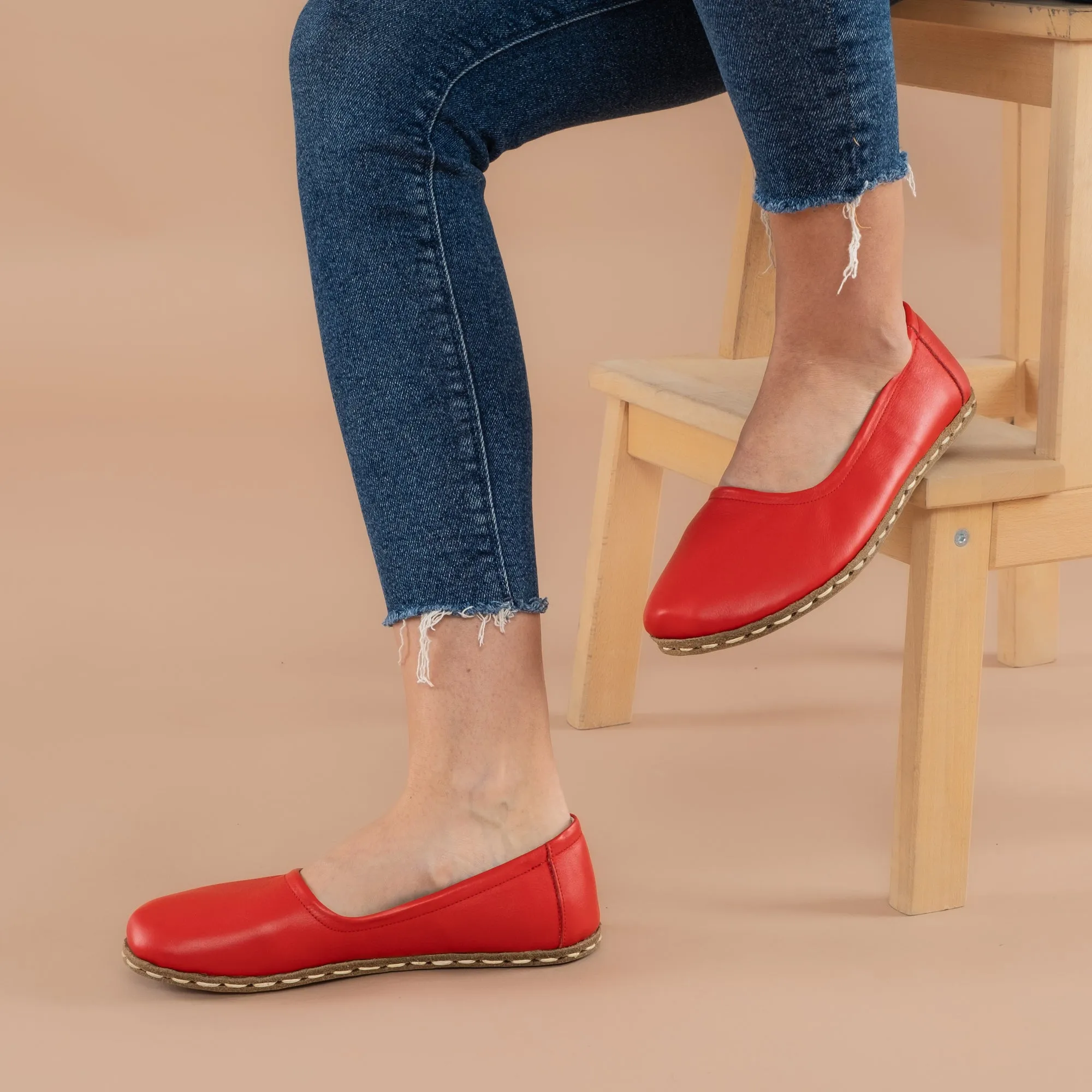 Red Barefoot Ballet Flats