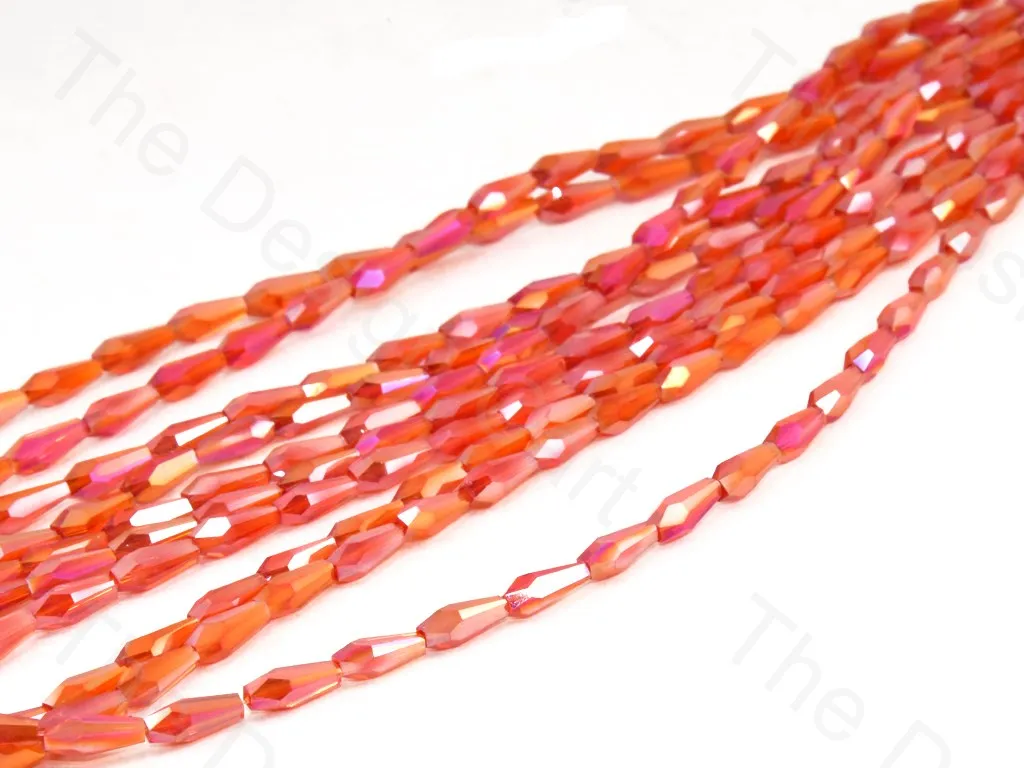 Red Transparent Rainbow Conical Crystal Beads