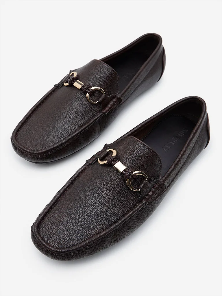 SOLEPLAY Dark Brown Metal Detailed Loafers