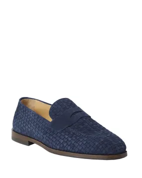 Suede Woven Loafer in Ocean Blue