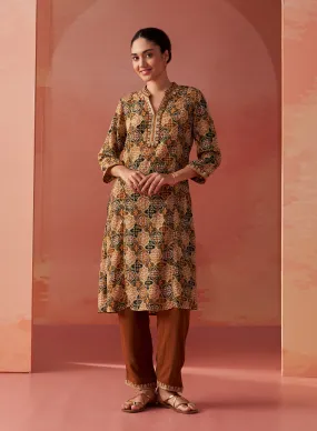 Tamanna Ochre Printed Georgette Co-ord Set for Women