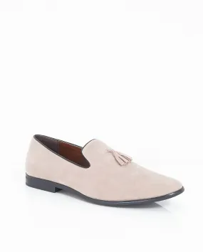 TASSEL DETAIL PINK FAUX SUEDE LOAFERS