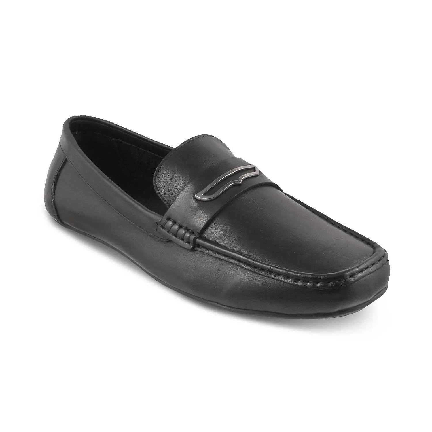 The Yodry Black Men's Leather Driving Loafers Tresmode