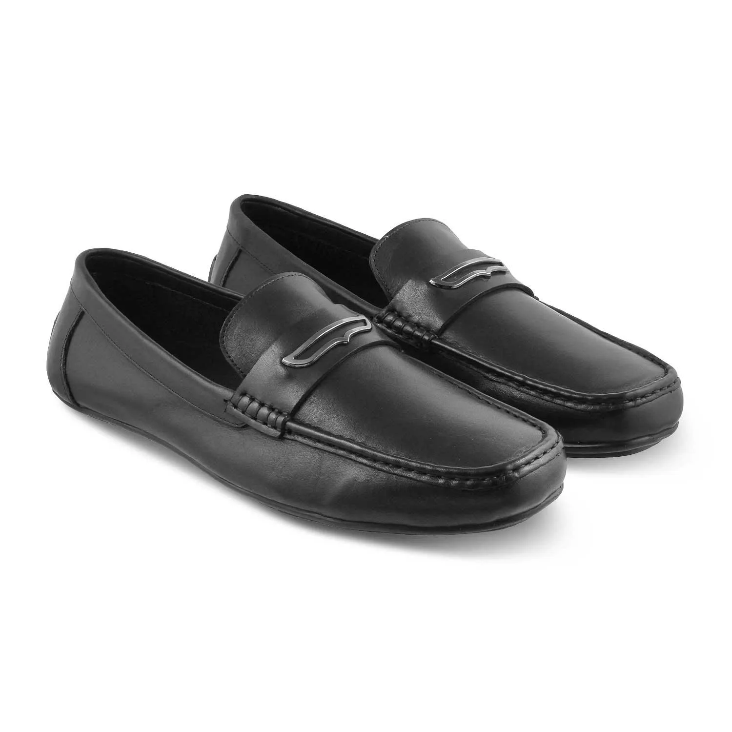 The Yodry Black Men's Leather Driving Loafers Tresmode