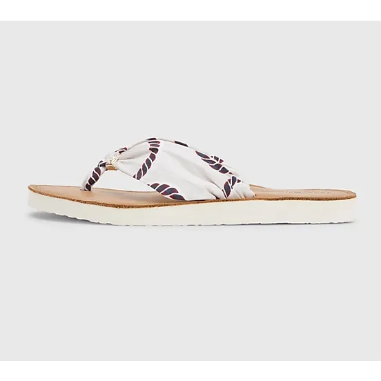 Tommy Hilfiger Womens Elevated Beach Sandal Print Weathered White