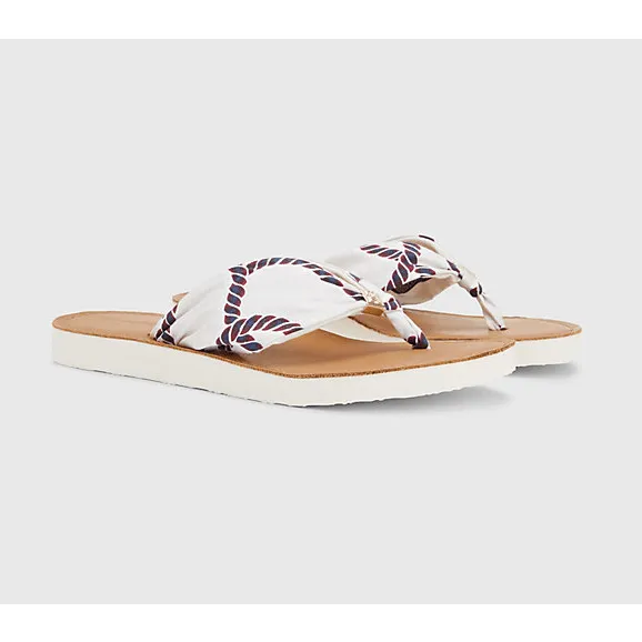 Tommy Hilfiger Womens Elevated Beach Sandal Print Weathered White