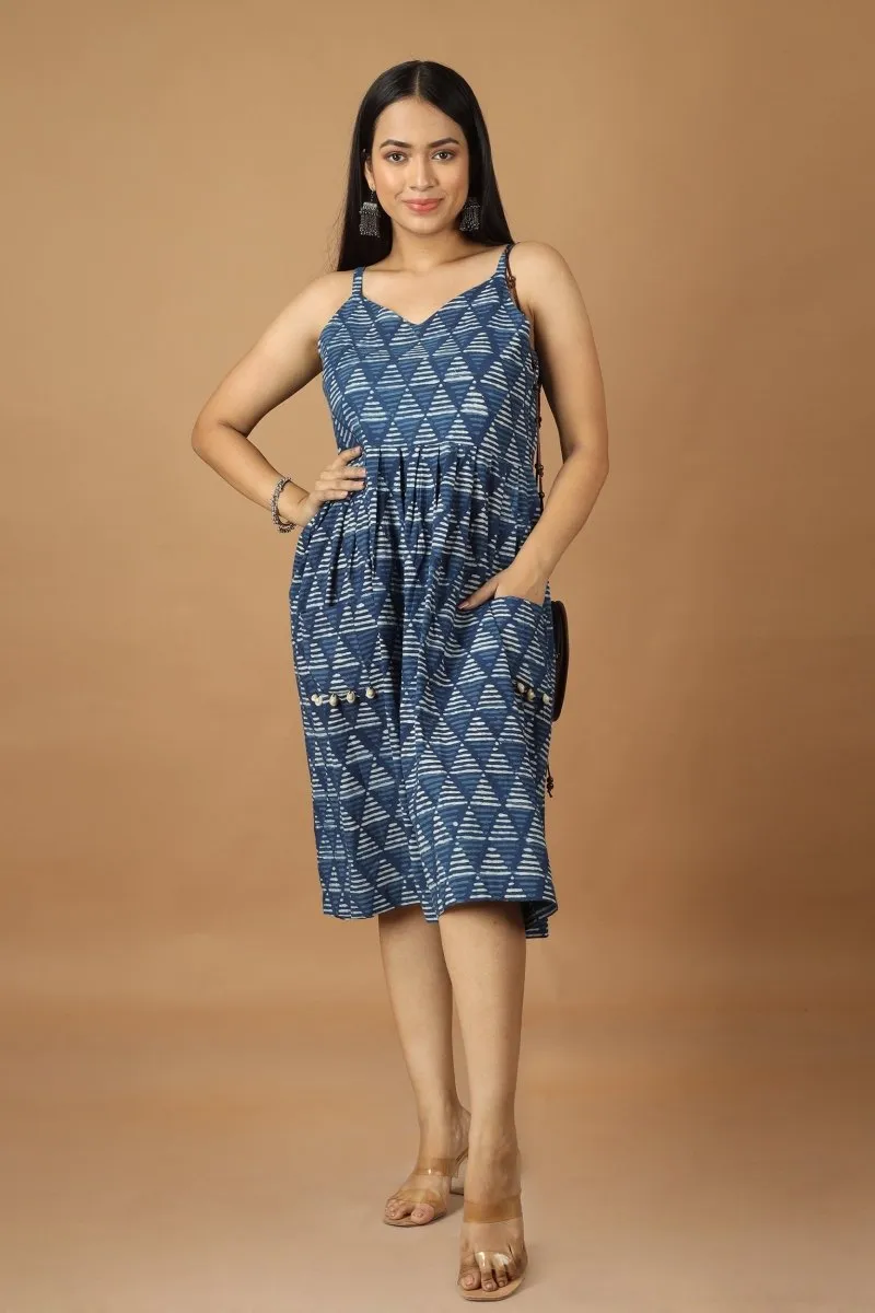 Trikona Dabu Indigo Dress