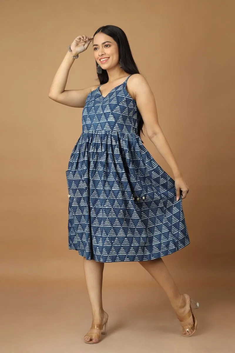 Trikona Dabu Indigo Dress