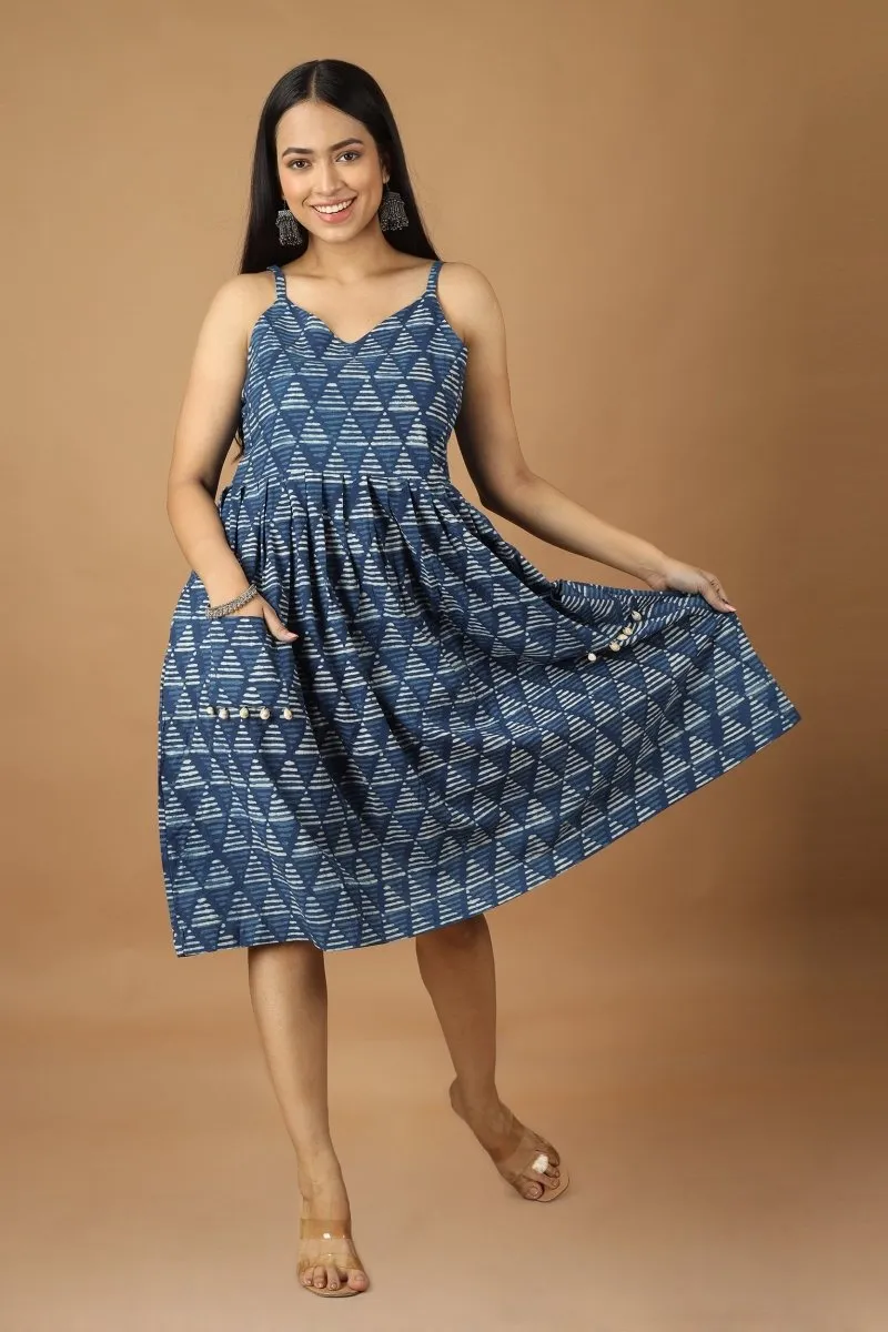 Trikona Dabu Indigo Dress