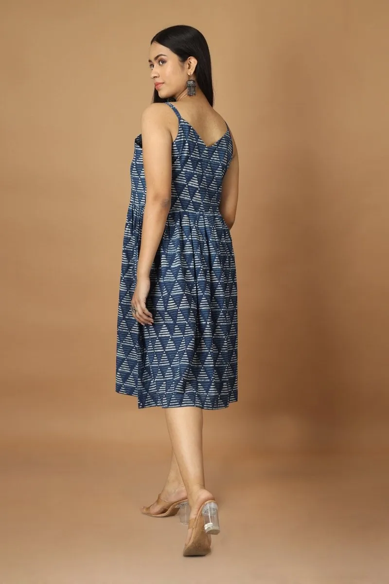 Trikona Dabu Indigo Dress