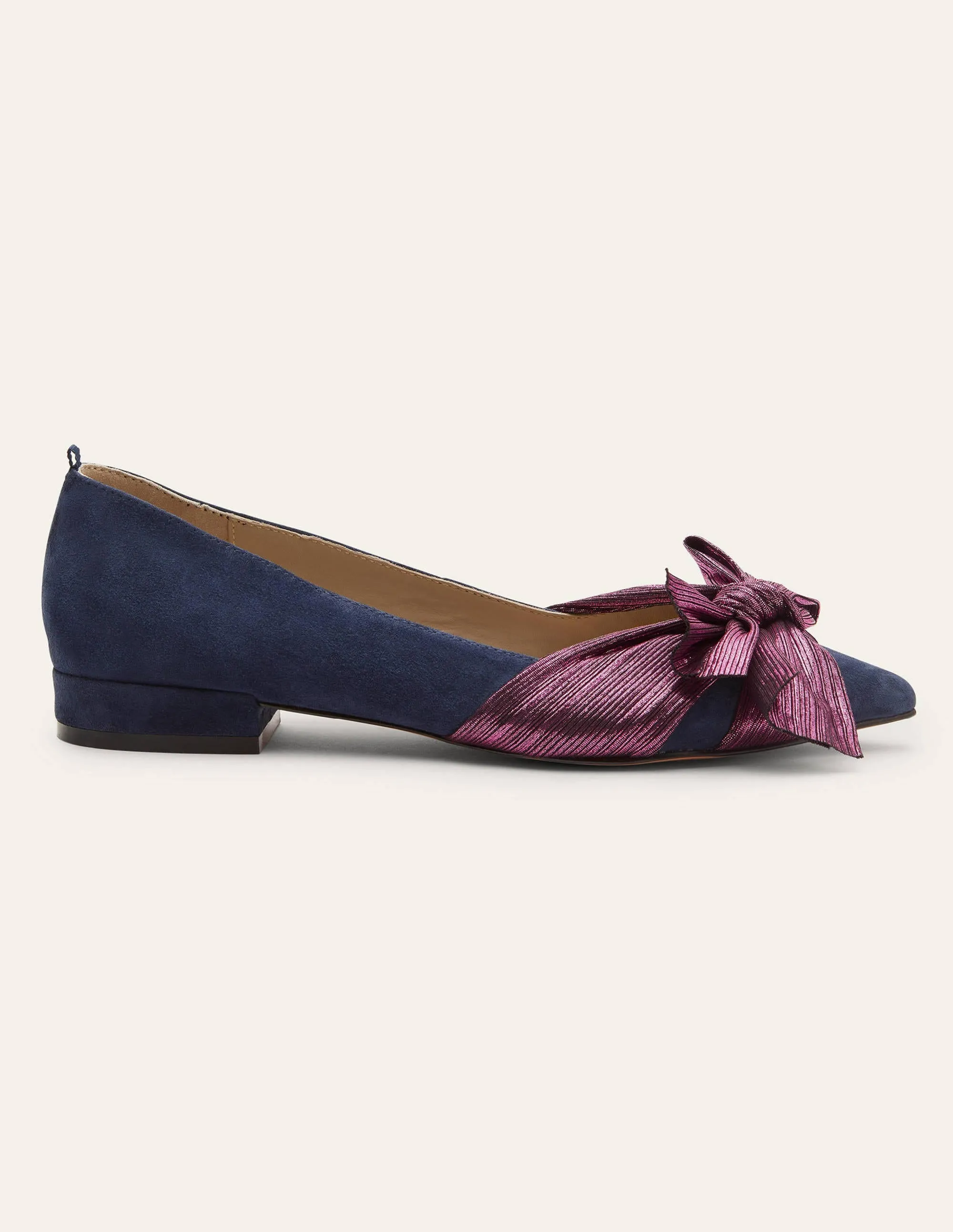 Vanessa Bow Shoes-Navy/Pom Pom