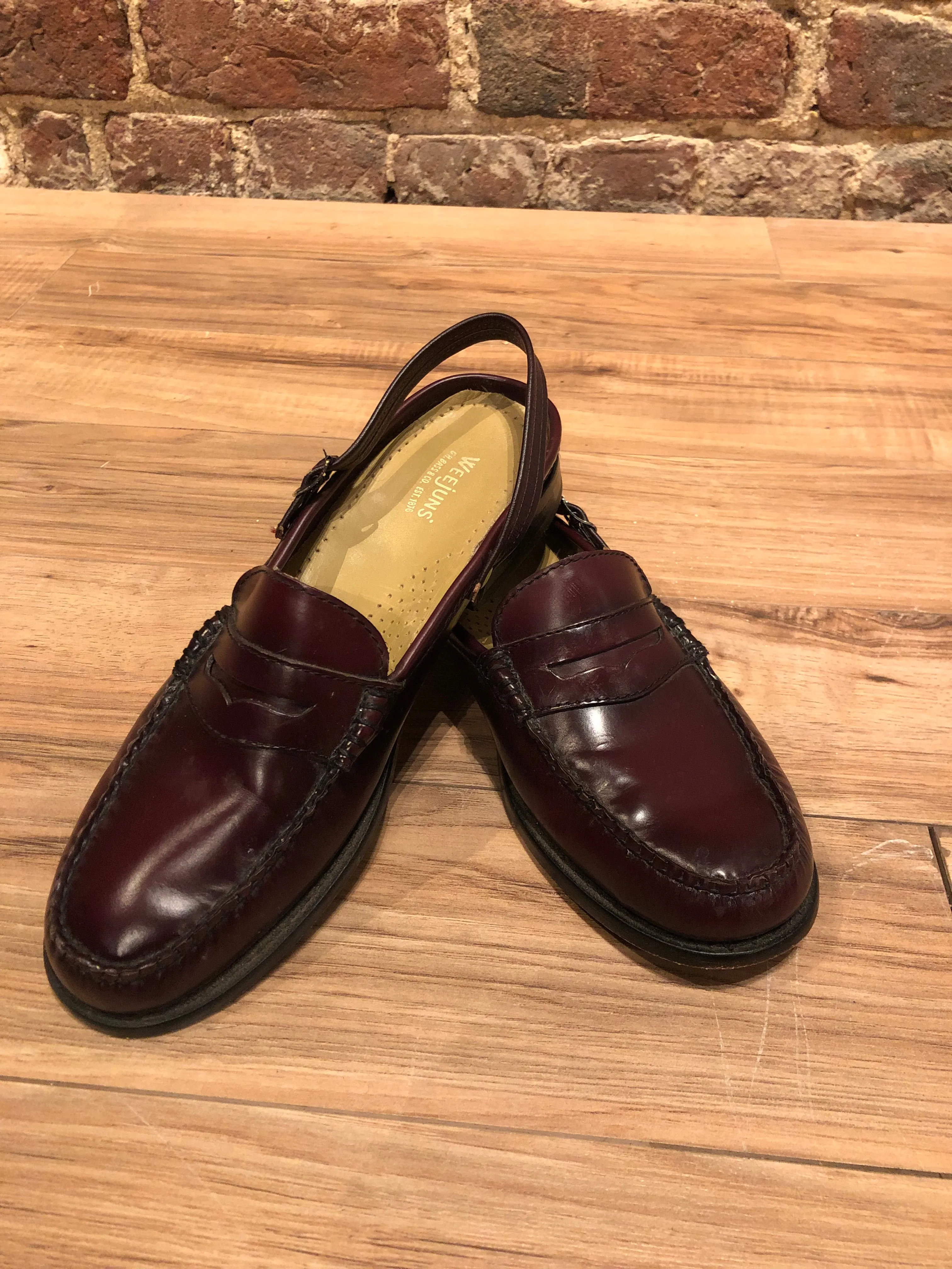 Vintage Weejuns G.H. Bass and Co Burgundy Slingback Loafers, Made in El Salvador, US 7 W/ EUR 38 SOLD