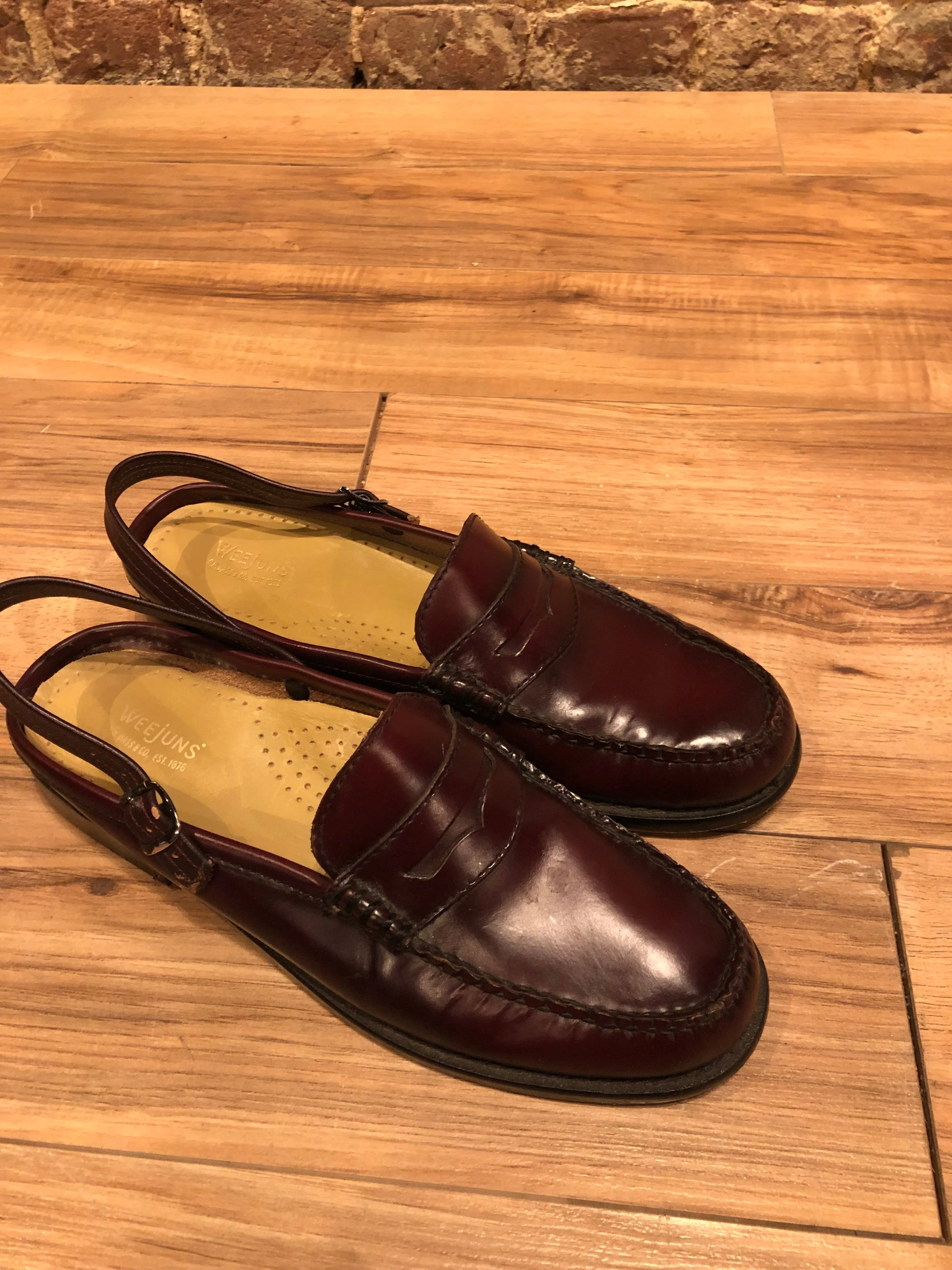 Vintage Weejuns G.H. Bass and Co Burgundy Slingback Loafers, Made in El Salvador, US 7 W/ EUR 38 SOLD