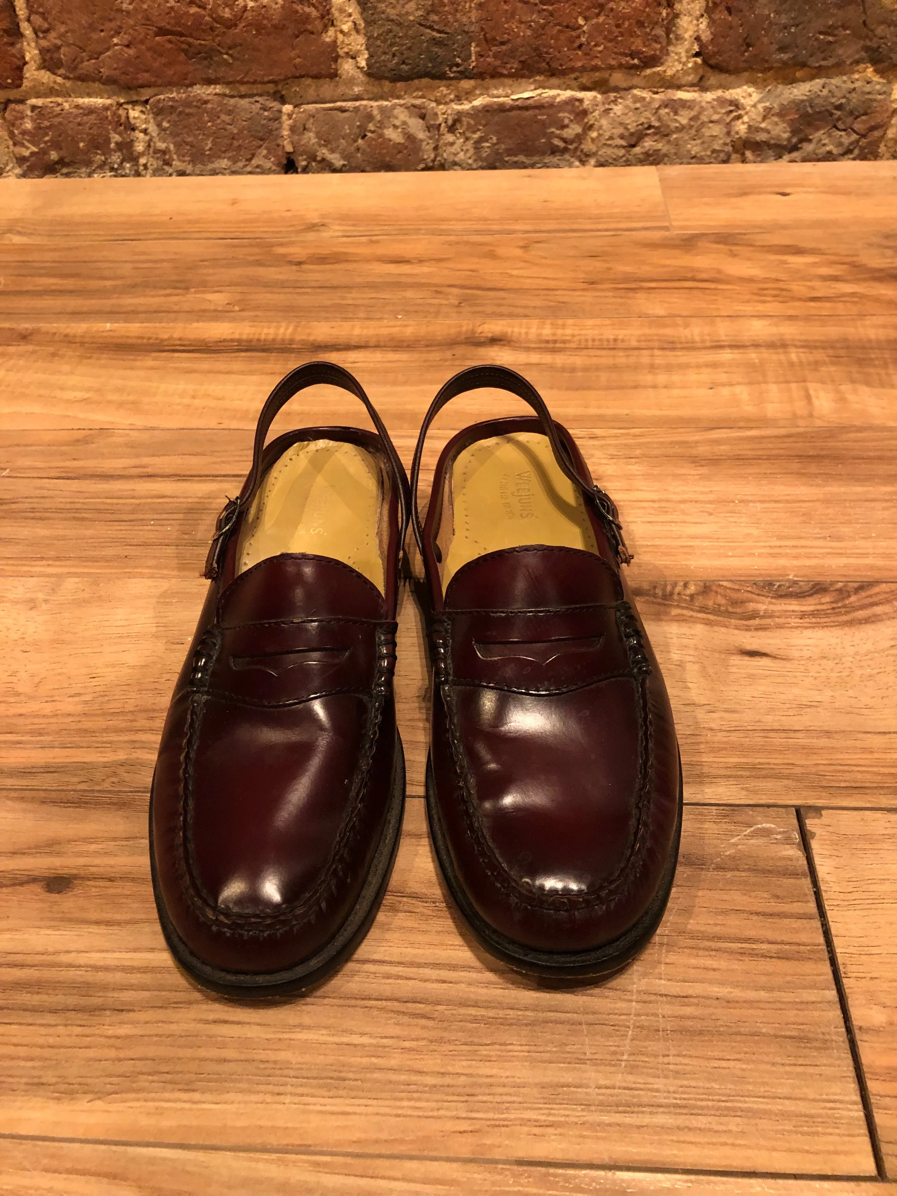 Vintage Weejuns G.H. Bass and Co Burgundy Slingback Loafers, Made in El Salvador, US 7 W/ EUR 38 SOLD