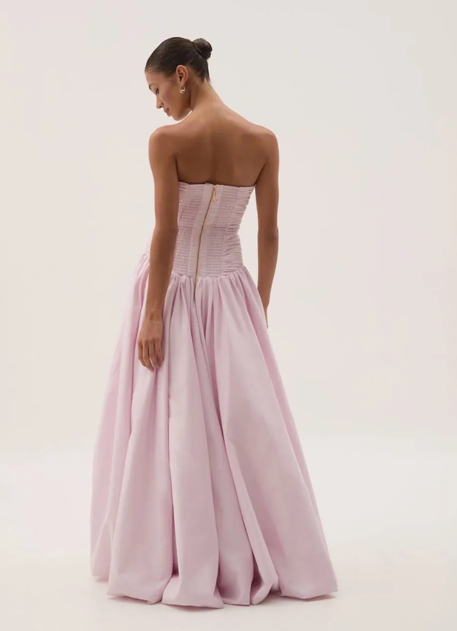 Violette Bubble Hem Maxi Dress Pastel Pink