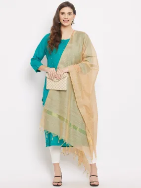 Women Beige Solid Silk Dupatta