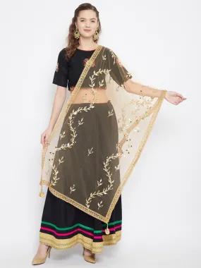 Women Golden Bail Embellished Net Dupatta