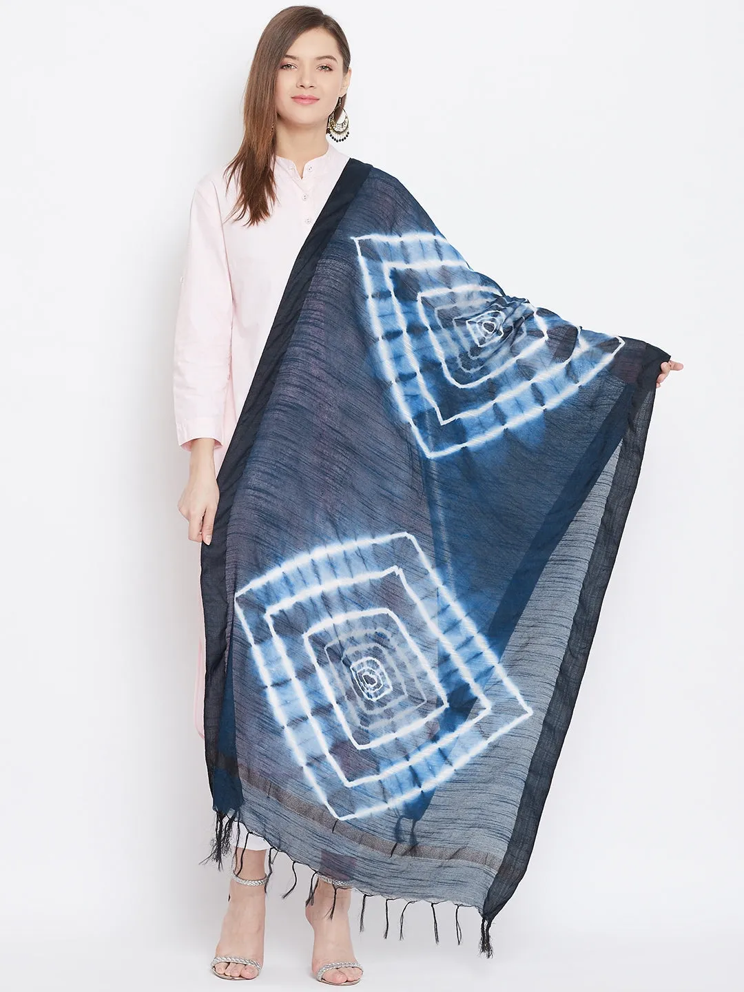 Women Indigo Rhombus Print Dupatta