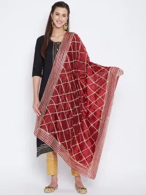 Women Maroon Gotta Patti Silk Dupatta