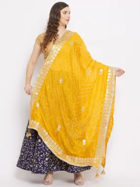 Women Yellow Bandhani Tie & Dye Dupatta