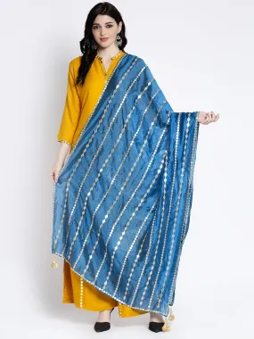 Women'S Aqua Blue Gotta Patti Silk Dupatta