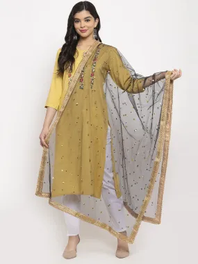 Women'S Black Heavy Gotta Patti Net Dupatta