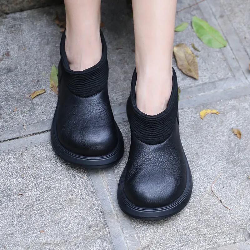 Womens Handmade Full Grain Leather Soft Loafer Flats - Brown/Black