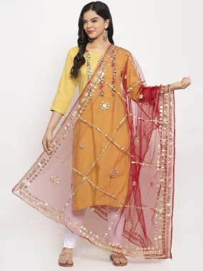 Women'S Red Gotta Patti Net Dupatta